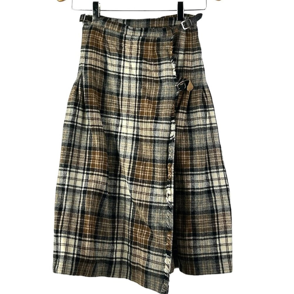 Vintage Plaid Wool Skirt.